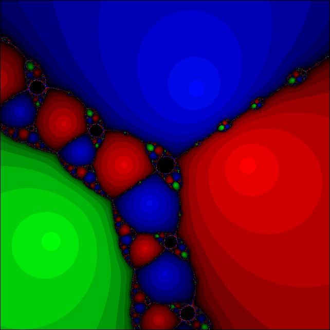 Basins for Newton for x^3 – (0.68 + 1.63 i) x – 0.32 + 1.63 i 